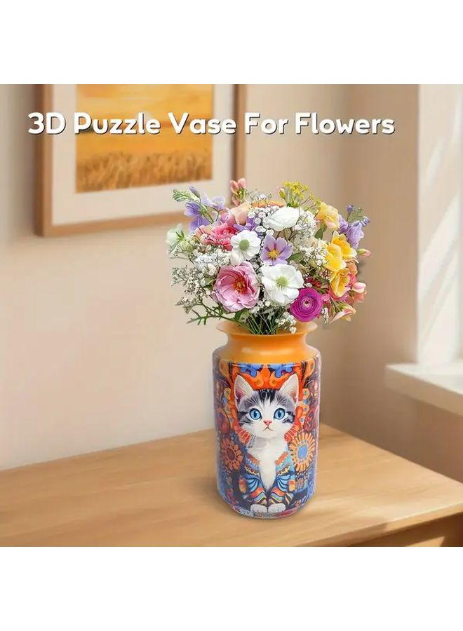 3D Puzzle Vase For Adults 162 Pcs Creative Model Building Kit SH1699 Rich Cat - Image 5